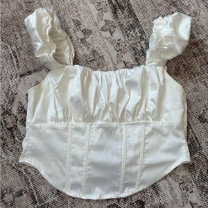 White Satin Corset Tank Top